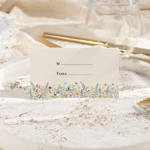 Cartão De Mesa Casamento Simples de Fern Beige Fern Dobrado