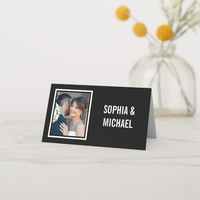 Cartão De Mesa Casamento Simples De Fotografias De Flores Rosa (Verso)