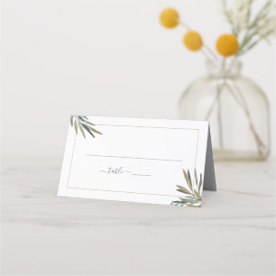 Cartão De Mesa Casamento Simples De Herbros De Aquarela Botânica