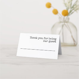 Cartão De Mesa Casamento Simples de Tipografia Minimalista de Máq