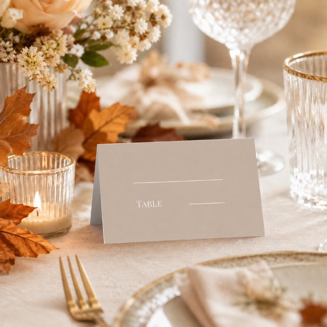 Cartão De Mesa Casamento taupe creme moderno simples (Criador carregado)