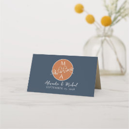 Cartão De Mesa Casamento Terracota Azul Marinho