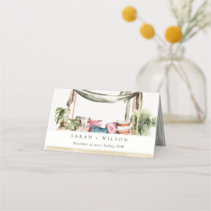 Cartão De Mesa Casamento Tropical Palm Beach Cabana
