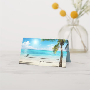 Cartão De Mesa Casamento Único das Flores de Praia de Wooden Arbo