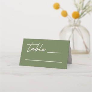 Cartão De Mesa Casamento Verde-Azeitona Moderno