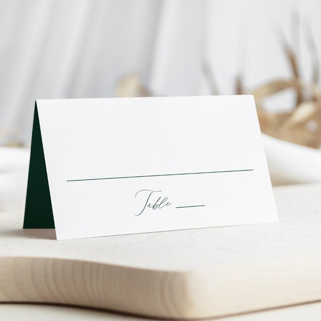Cartão De Mesa Casamento Verde de Script Elegante Moderno (Criador carregado)