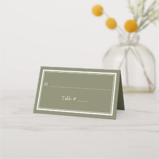 Cartão De Mesa Casamento Verde Minimalista Moderno de Borda