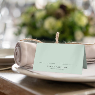 Cartão De Mesa Casamento Verde Sage com Nomes Minimalistas