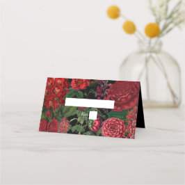 Cartão De Mesa Casamento Vermelho de Moody Florals Black Arch