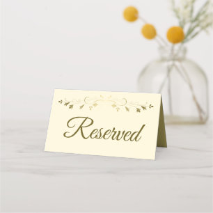 Cartão De Mesa Casamento vintage Elegante Dourado e creme reserva