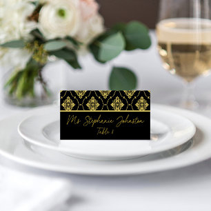 Cartão De Mesa Casamento Vintage Preto e Dourado Art Déco