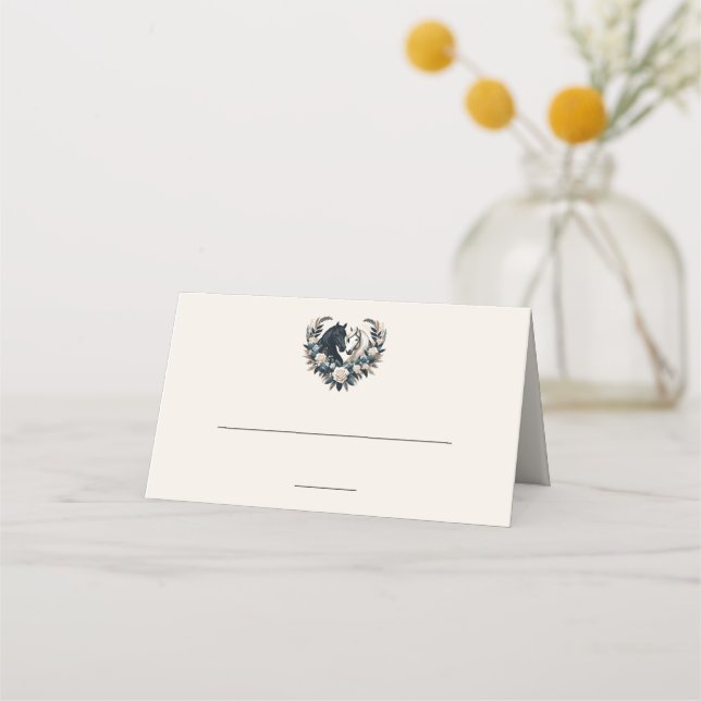 Cartão De Mesa Cavalos de Casamento no Amor (Verso)