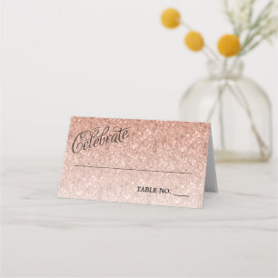 Cartão De Mesa Celebrar o brilho Dourado do Rosa Personalizado