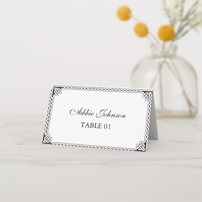 Cartão De Mesa Celtic Border Frame Wedding Place Card (Frente)