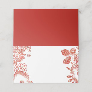 Cartão De Mesa Cerâmica Floral Vermelha Portugal Casamento