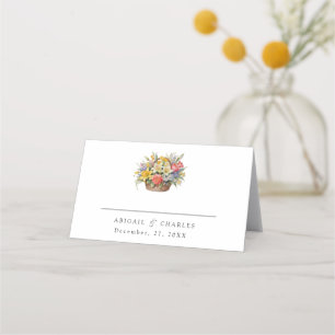 Cartão De Mesa Cesto de flor selvagem Elegante Boho