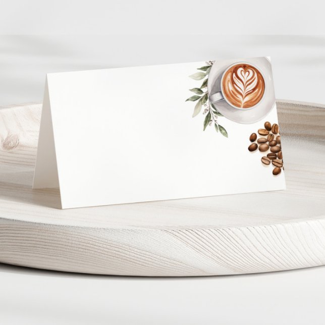 Cartão De Mesa Chá de Bebê Café - um Bebê está Cozinhando Rótulo  (Coffee Baby Shower - a Baby is Brewing Food Label Place Card)