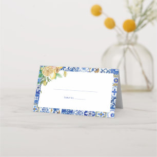 Cartão De Mesa Chá de Bebê Floral de Limão Mediterrâneo Elegante