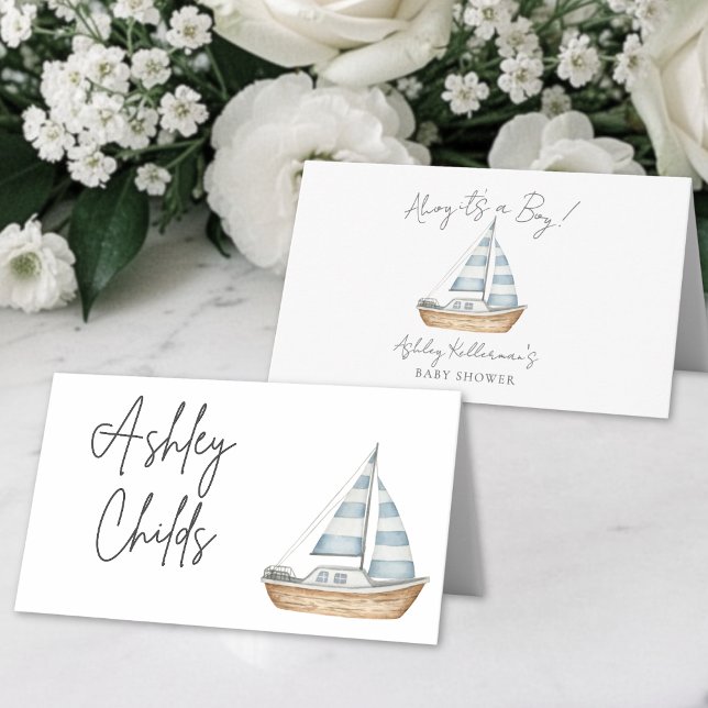 Cartão De Mesa Chá de Bebê Náutico (Nautical Baby Shower Place Card )