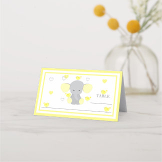 Cartão De Mesa Chá de Elefante Amarelo Mesa de Menina