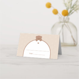 Cartão De Mesa Chá de fraldas de Urso Moderno Minimalista