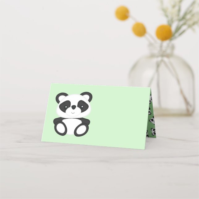 Cartão De Mesa Chá de fraldas de Urso Verde Panda (Frente)