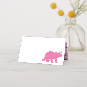 Cartão De Mesa Chá de fraldas Dinossauro Bonito Dino Rosa Menina