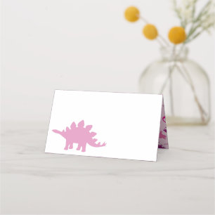 Cartão De Mesa Chá de fraldas Dinossauro Bonito Dino Rosa Menina