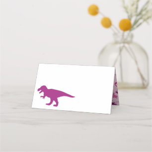 Cartão De Mesa Chá de fraldas Dinossauro Bonito Dino Rosa Menina