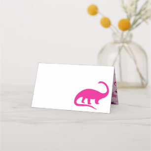 Cartão De Mesa Chá de fraldas Dinossauro Bonito Dino Rosa Menina