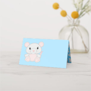 Cartão De Mesa Chá de fraldas do mouse azul
