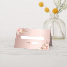 Cartão De Mesa Chá de fraldas pampas de erva rosa ouro pincelado 