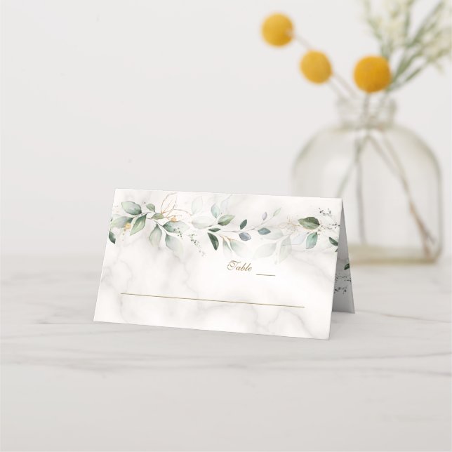 Cartão De Mesa Charm Airy Greenery Marble Table Number (Frente)