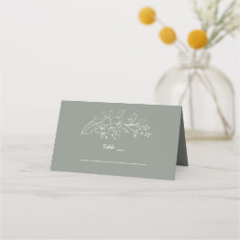 Cartão De Mesa Charm Sage Green Minimalista Numeração da Tabela d