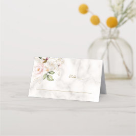 Cartão De Mesa Charming Blush Dourado Flowers Marble Table Number
