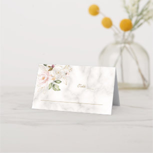 Cartão De Mesa Charming Blush Dourado Flowers Marble Table Number