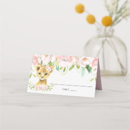 Cartão De Mesa Chic Blush Pink Lion Floral Cub Guest