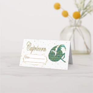 Cartão De Mesa Chic Dourado Capricorn Zodiac Aniversário