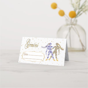 Cartão De Mesa Chic Dourado Gemini Zodiac Birthday
