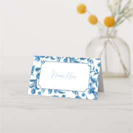 Cartão De Mesa Chintz Blue White Floral