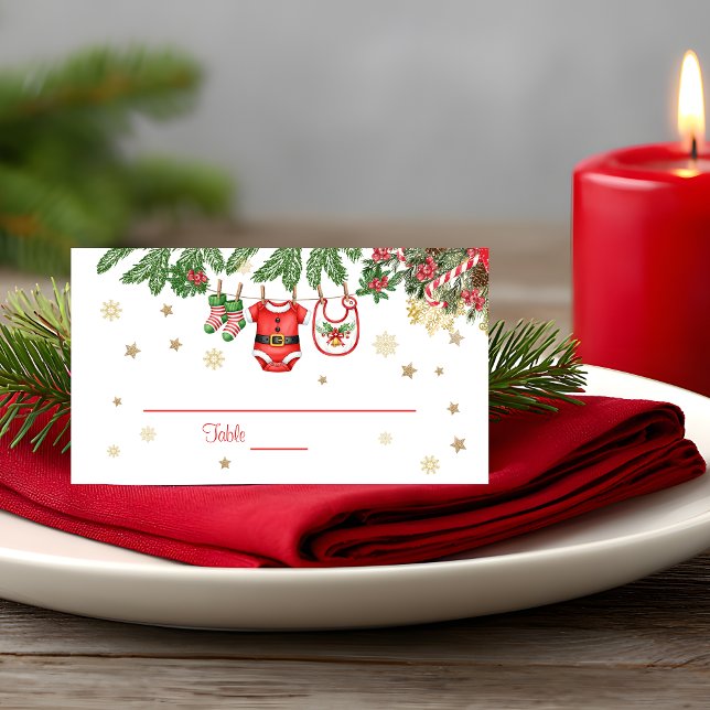 Cartão De Mesa Christmas Baby Clothes Line Place Card (Criador carregado)