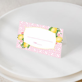 Cartão De Mesa Chuva de Bebê Menina Com Limões Rosa e Branco Boni