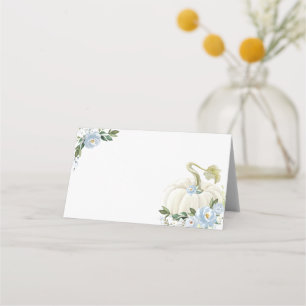 Cartão De Mesa Chuva de Bebê Menino com Floral Azul Delicado e Ab
