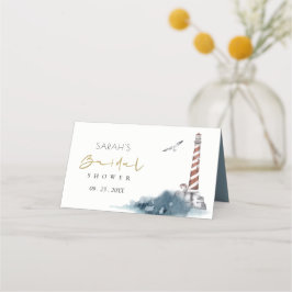 CARTÃO DE MESA CHUVEIRO NUPCIAL DO FAROL DE LUZ AZUL ESCURO VERME