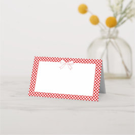 Cartão De Mesa Ciao Baby! Italian Red Gingham White Bow Blank