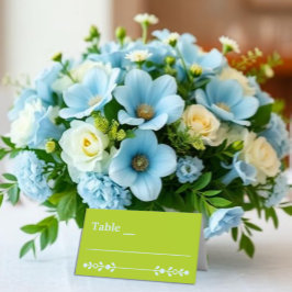 Cartão De Mesa Citrus Green & Coastal Blue Wedding