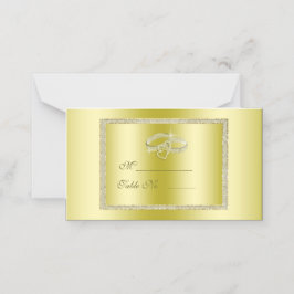 Cartão De Mesa Clássica Dourada Literatura e Anéis de Casamento