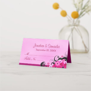 Cartão De Mesa Clássica Hibiscus Floral Light Fuchsia Dobrou Mes