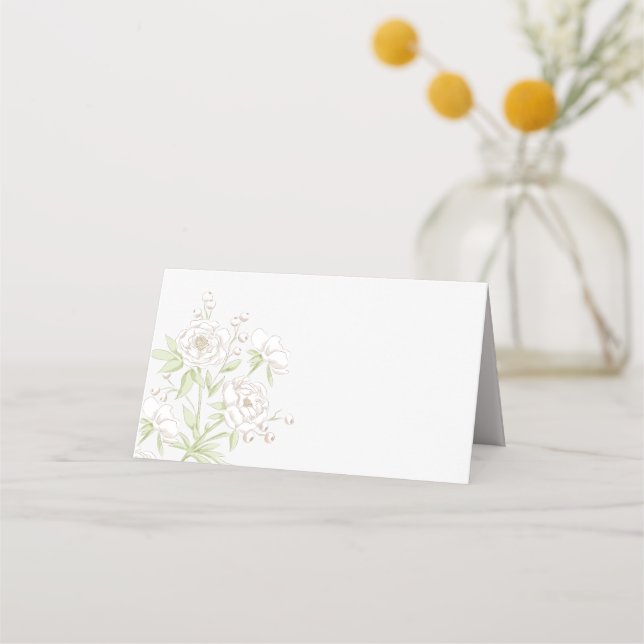 Cartão De Mesa Clássico Casamento Rosa Branca (Frente)