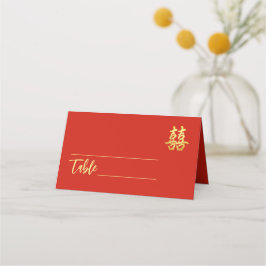 Cartão De Mesa Clássico simples casamento chinês dupla felicidade
